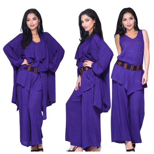 Lucille Boho Jacket Pant Cami 3 Piece Set - The Bohemian Closet