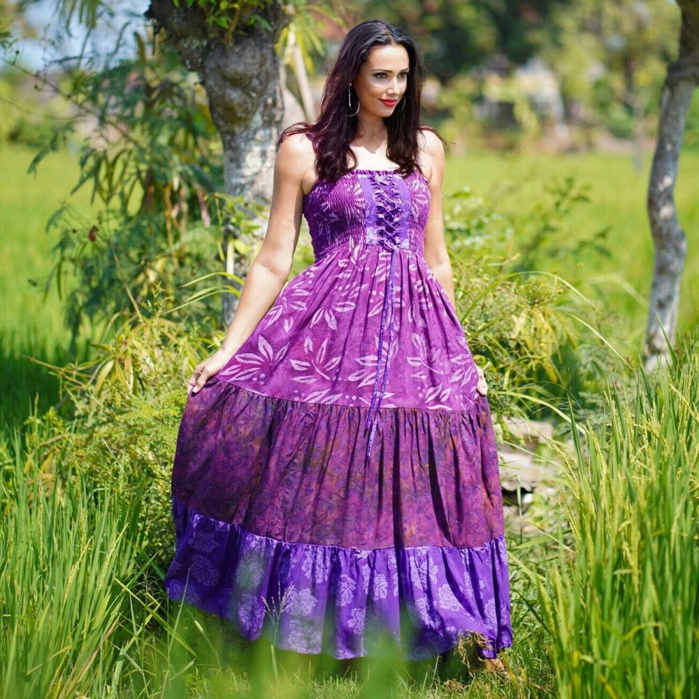Camila Bohemian Classic Batik Spaghetti Straps Bodice Dress - The Bohemian Closet