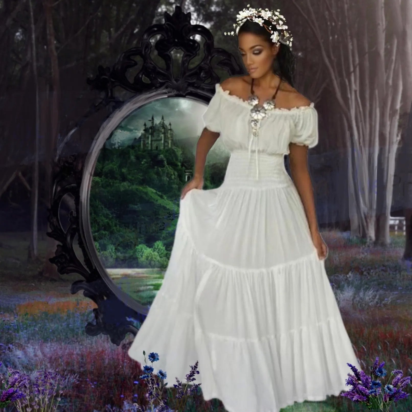 Priscilla Rayon Crinkle Short Sleeve Maxi Long Dress - The Bohemian Closet