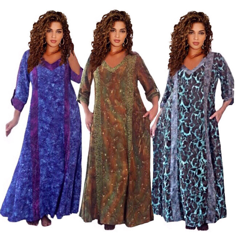 Genevieve Deep Pockets Quality Batik Caftan Maxi Dress - The Bohemian Closet