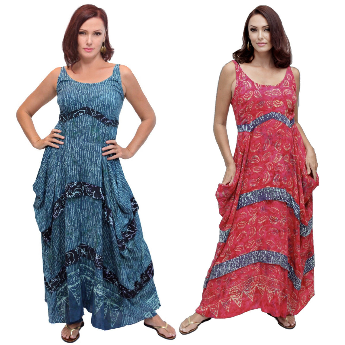 Adalynn Gauzy Batik Smocked Maxi Dress - The Bohemian Closet