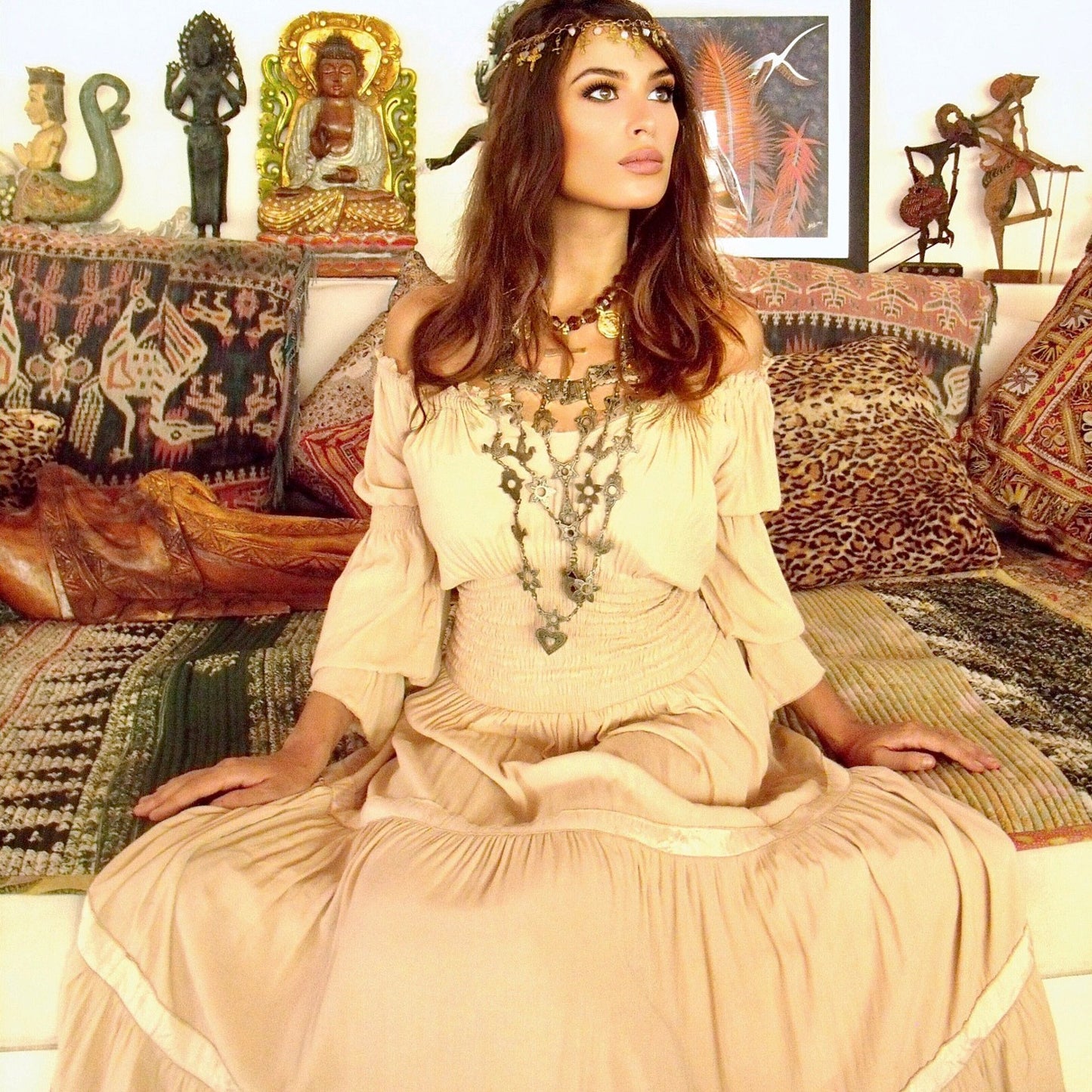 Evelyn Mexican Gypsy Ruffle Peasant Dress Skirt Trim - The Bohemian Closet