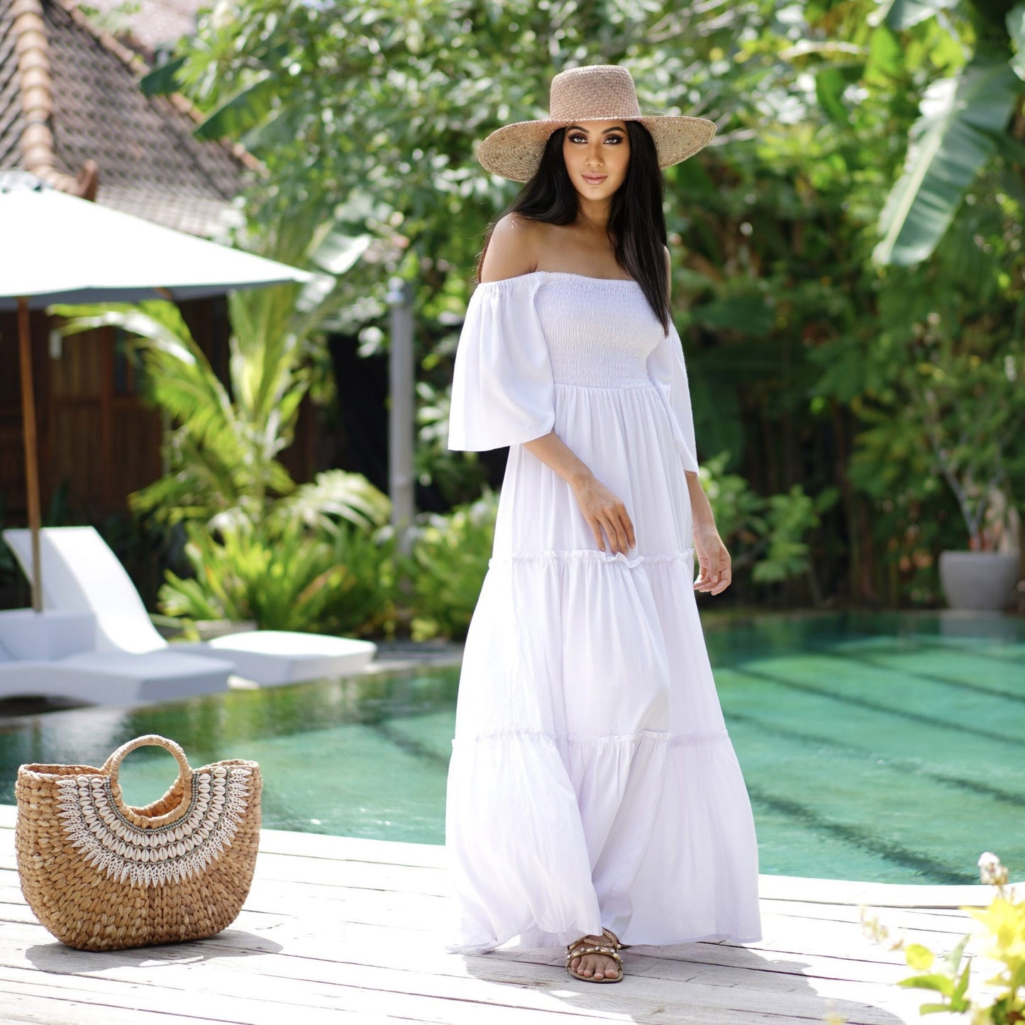 Renata Smocked Cottagecore Boho Maxi Dress - The Bohemian Closet