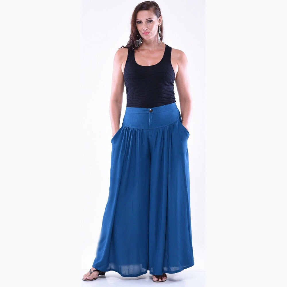 Lena Elastic Rayon Crinkle Palazzo Pants - The Bohemian Closet