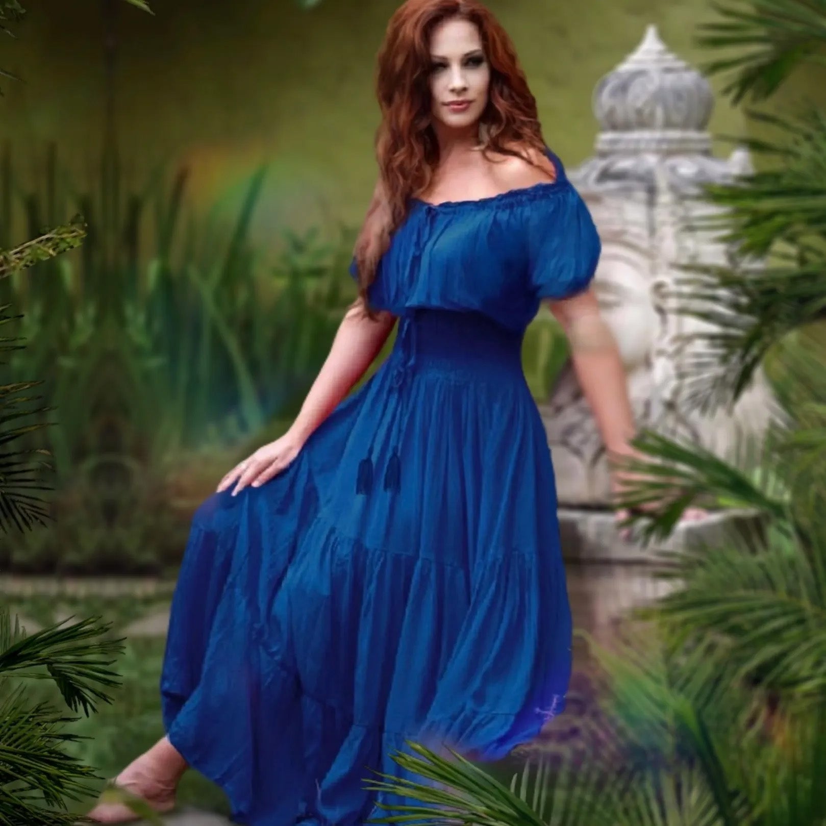 Priscilla Rayon Crinkle Short Sleeve Maxi Long Dress - The Bohemian Closet