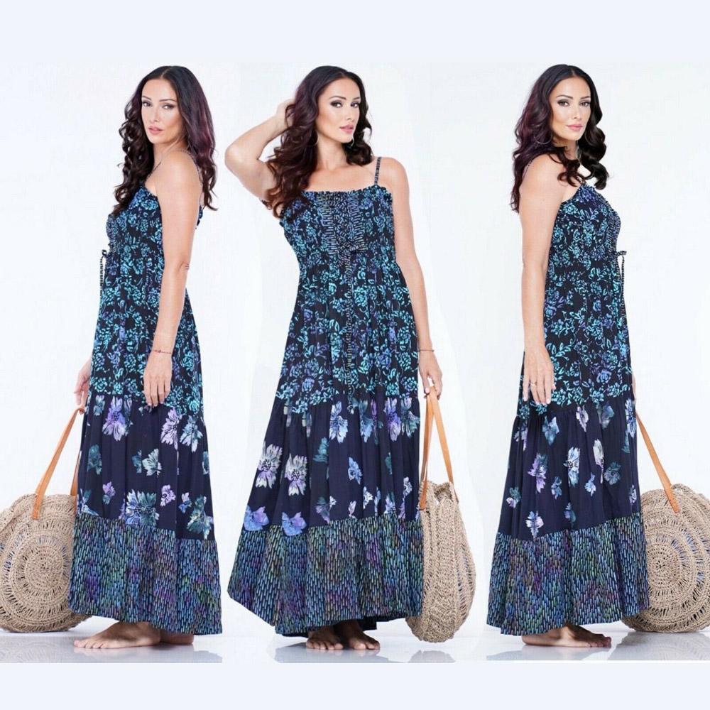 Camila Bohemian Classic Batik Spaghetti Straps Bodice Dress - The Bohemian Closet