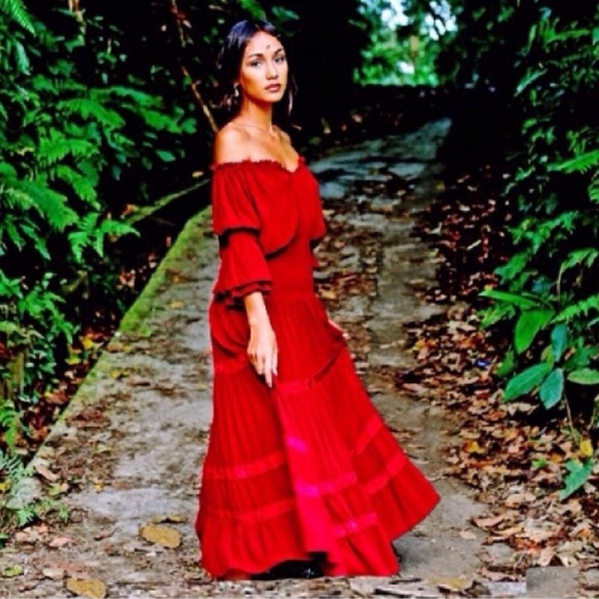 Evelyn Mexican Gypsy Ruffle Peasant Dress Skirt Trim - The Bohemian Closet