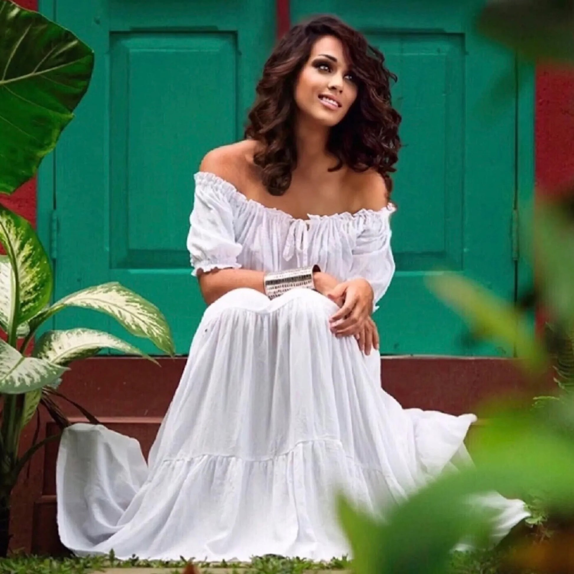 Priscilla Rayon Crinkle Short Sleeve Maxi Long Dress - The Bohemian Closet