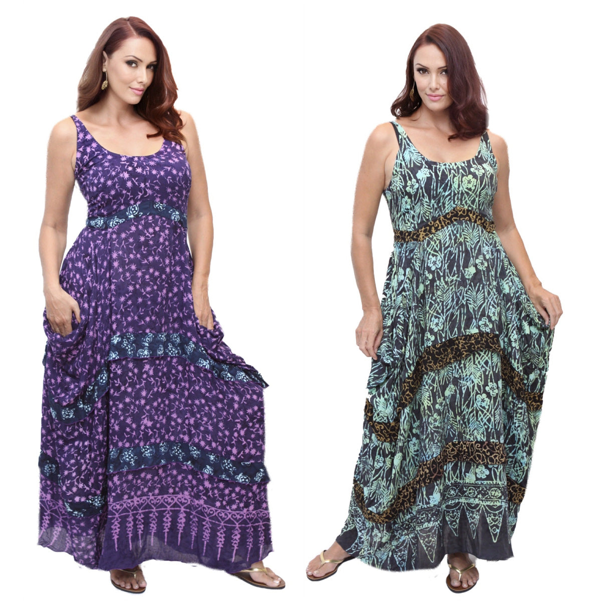 Adalynn Gauzy Batik Smocked Maxi Dress - The Bohemian Closet