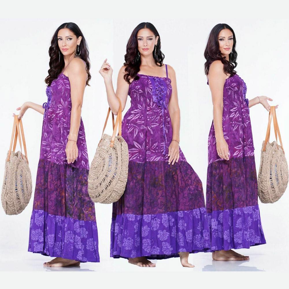 Camila Bohemian Classic Batik Spaghetti Straps Bodice Dress - The Bohemian Closet