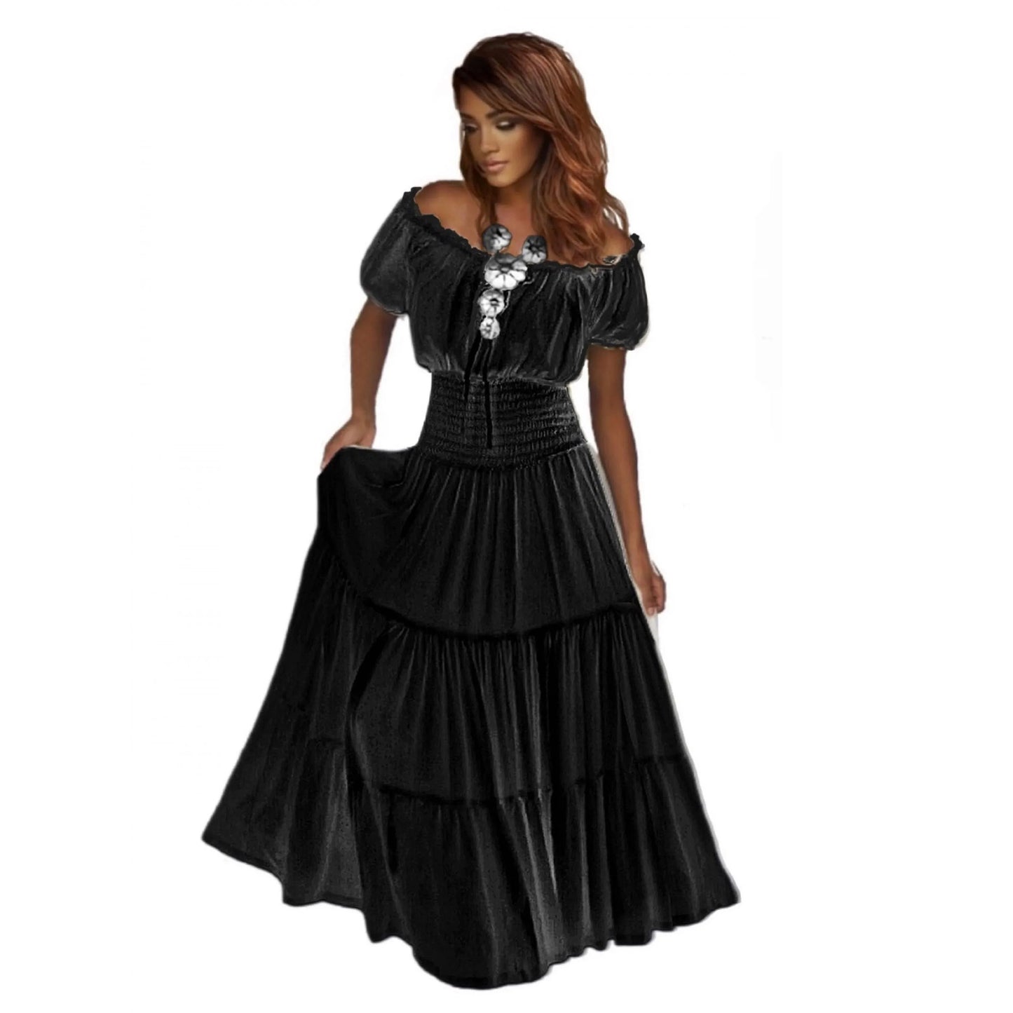 Priscilla Rayon Crinkle Short Sleeve Maxi Long Dress - The Bohemian Closet