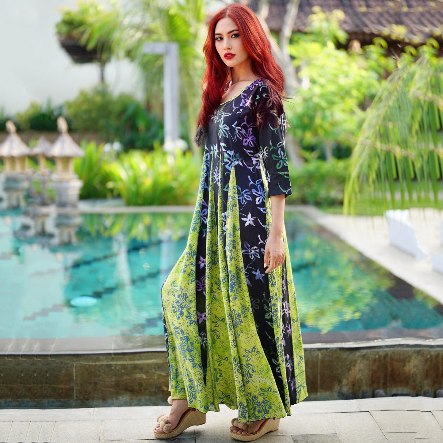 Remy Insets Batik Cottagecore Boho Maxi Long Dress - The Bohemian Closet