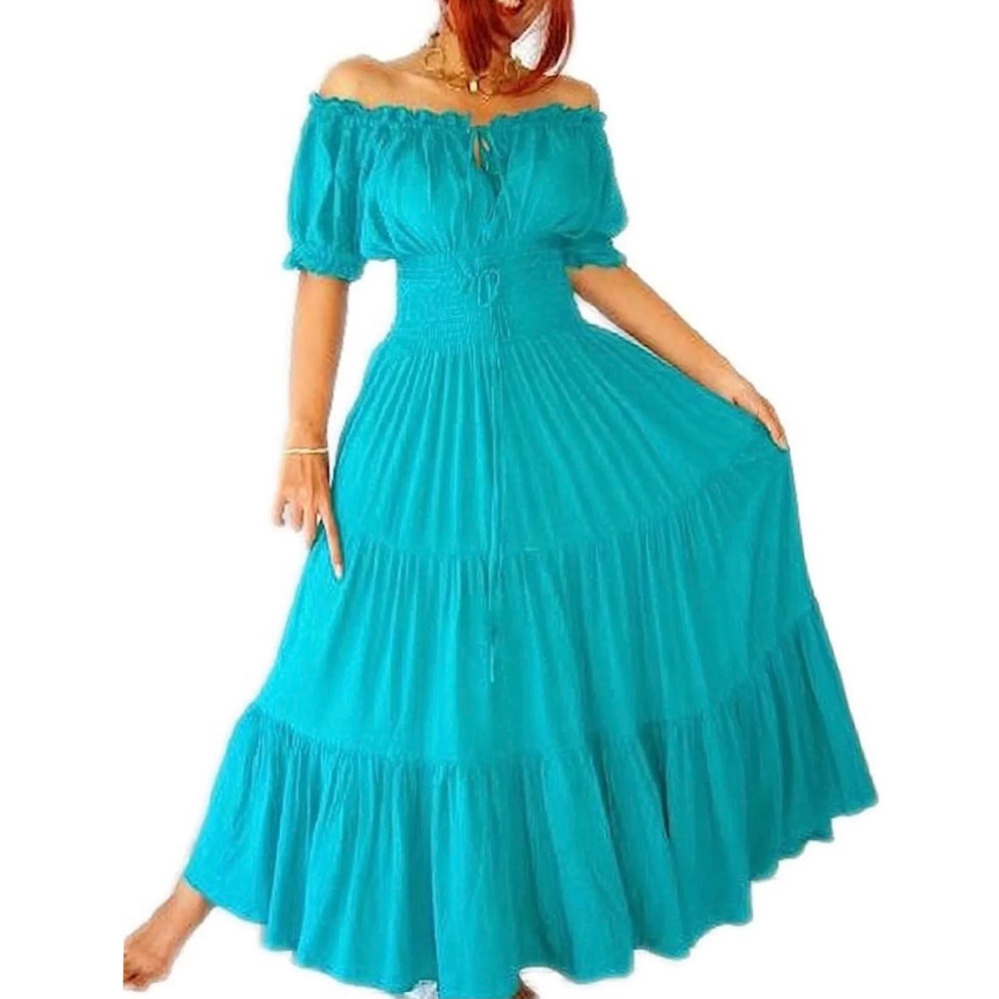 Priscilla Rayon Crinkle Short Sleeve Maxi Long Dress - The Bohemian Closet