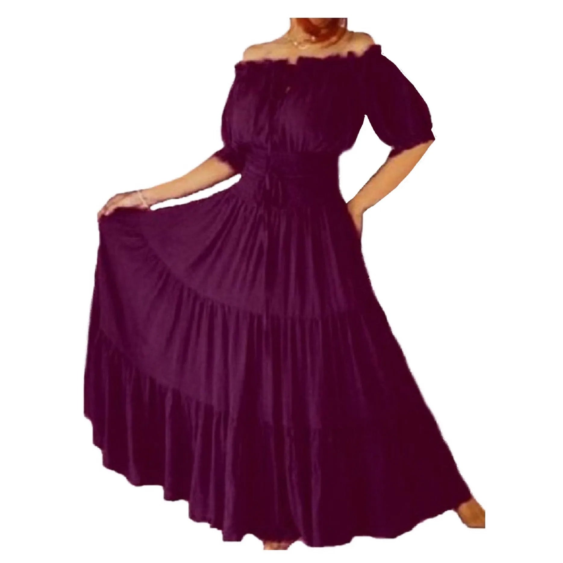 Priscilla Rayon Crinkle Short Sleeve Maxi Long Dress - The Bohemian Closet
