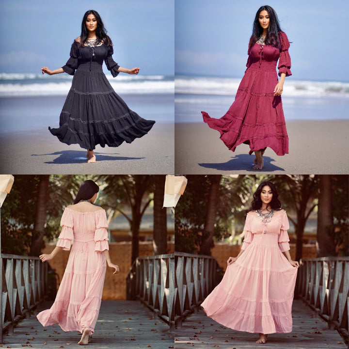 Evelyn Mexican Gypsy Ruffle Peasant Dress Skirt Trim - The Bohemian Closet