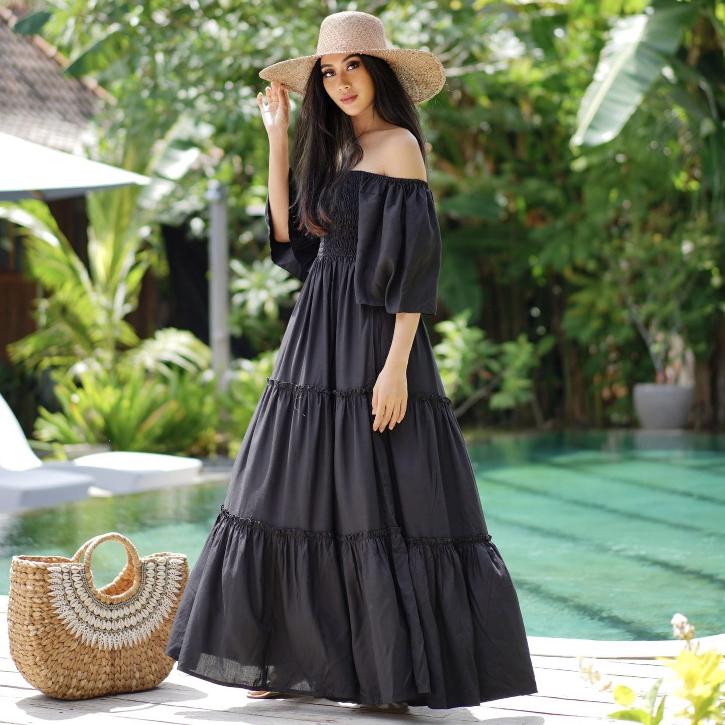 Renata Smocked Cottagecore Boho Maxi Dress - The Bohemian Closet