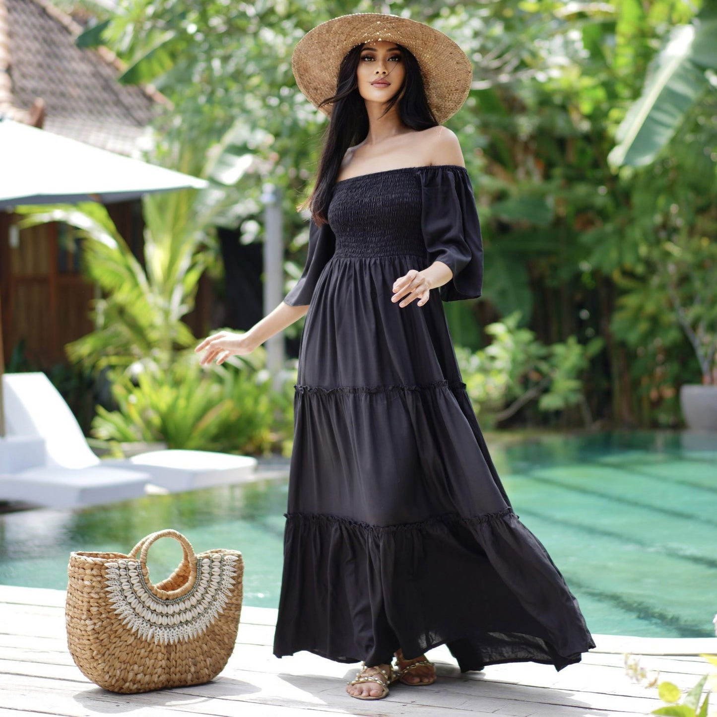Renata Smocked Cottagecore Boho Maxi Dress - The Bohemian Closet