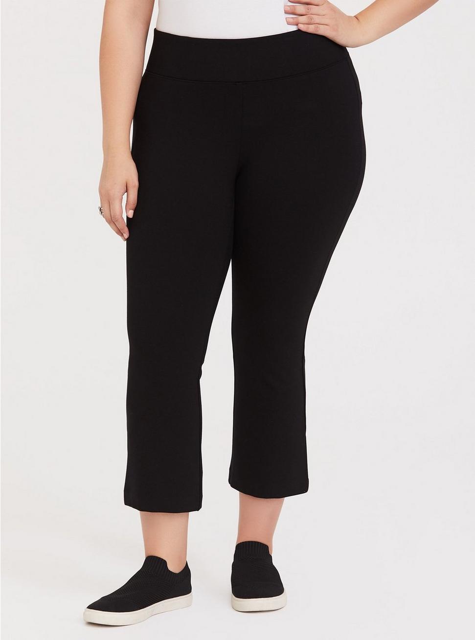 Studio Ponte Crop Flare Slim Fix Pixie Pant (Black) - The Bohemian Closet