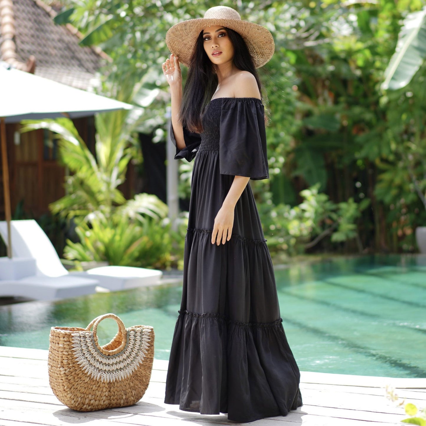 Renata Smocked Cottagecore Boho Maxi Dress - The Bohemian Closet