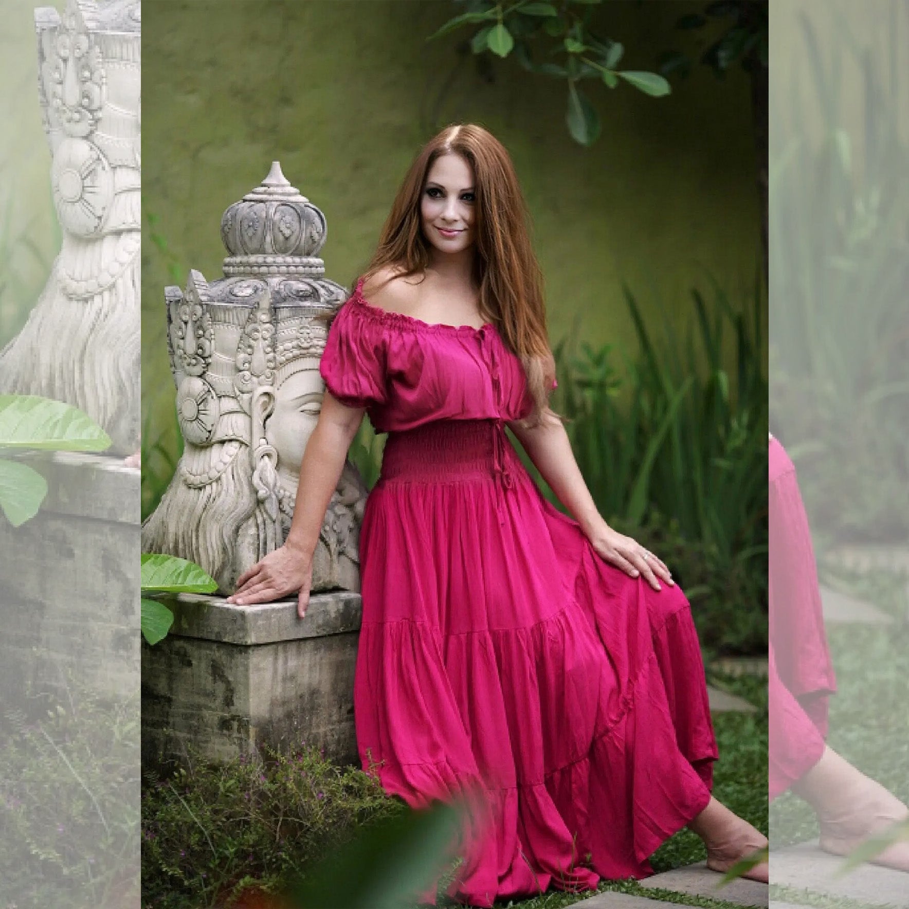 Priscilla Rayon Crinkle Short Sleeve Maxi Long Dress - The Bohemian Closet