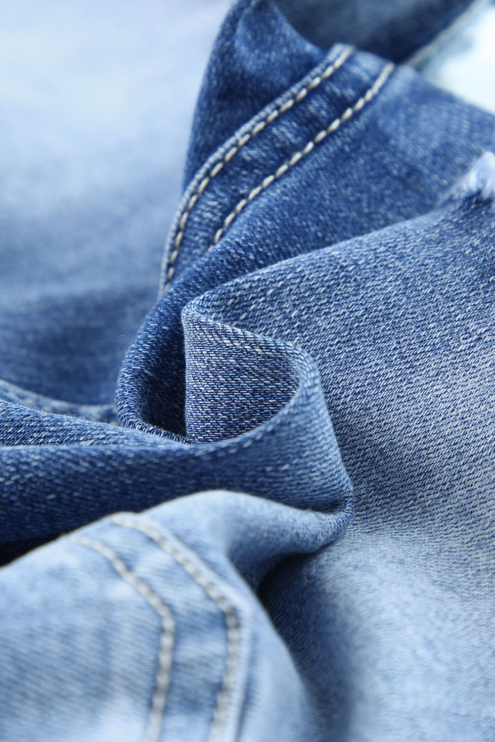 Kiana Sky Blue Quintuplicate Button Fly High Rise Denim Shorts - The Bohemian Closet