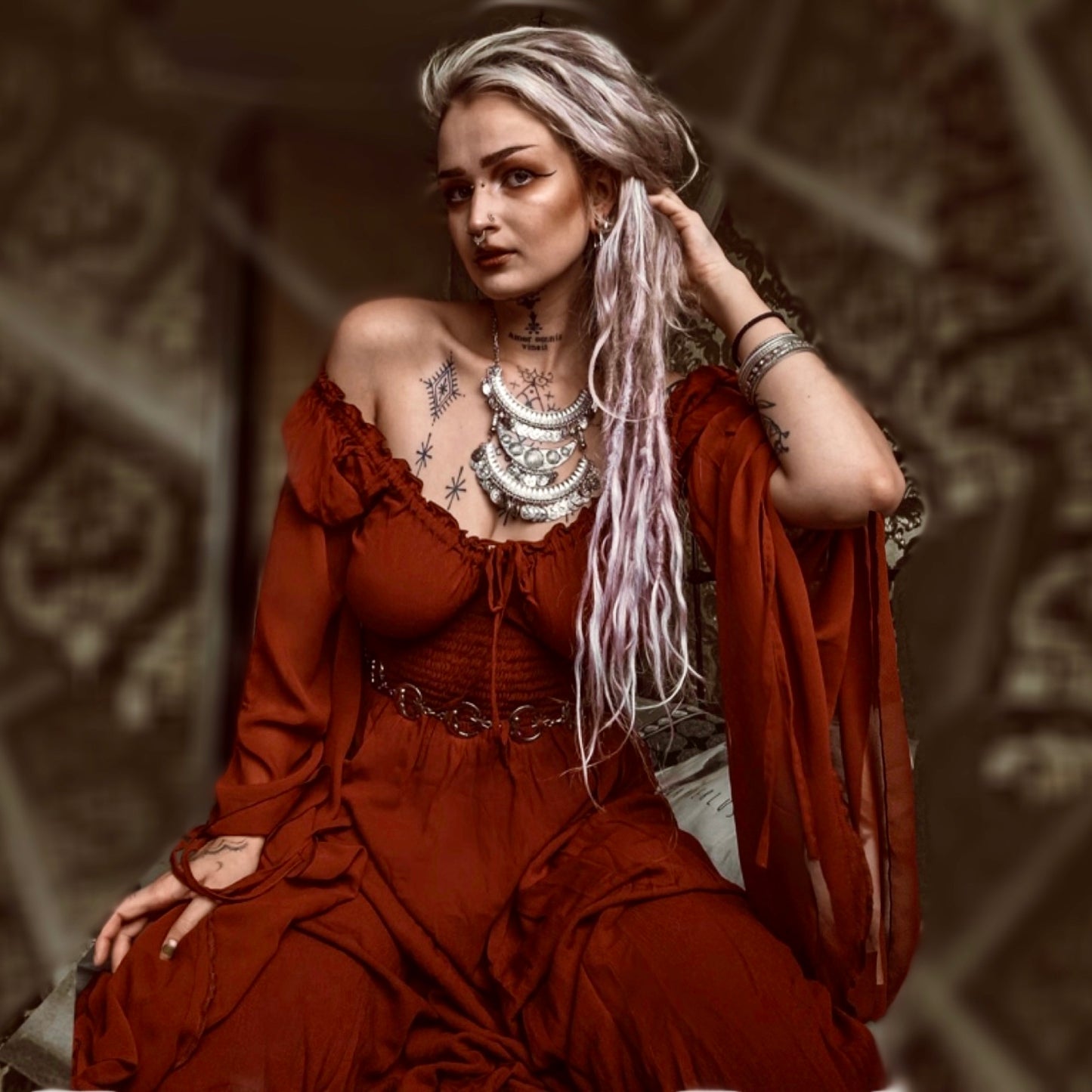 Helena Renaissance Flowing Sleeve Romantic Maxi Dress, Dress - The Bohemian Closet