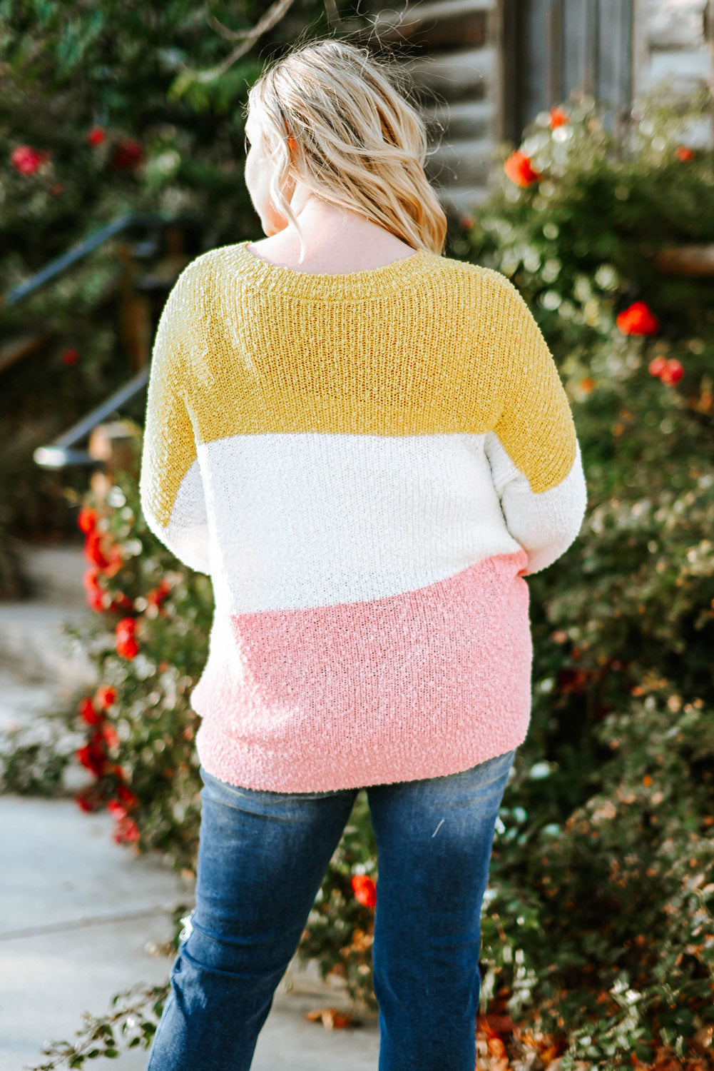 Lillie Yellow Colorblock Bubble Sleeve Sweater - The Bohemian Closet