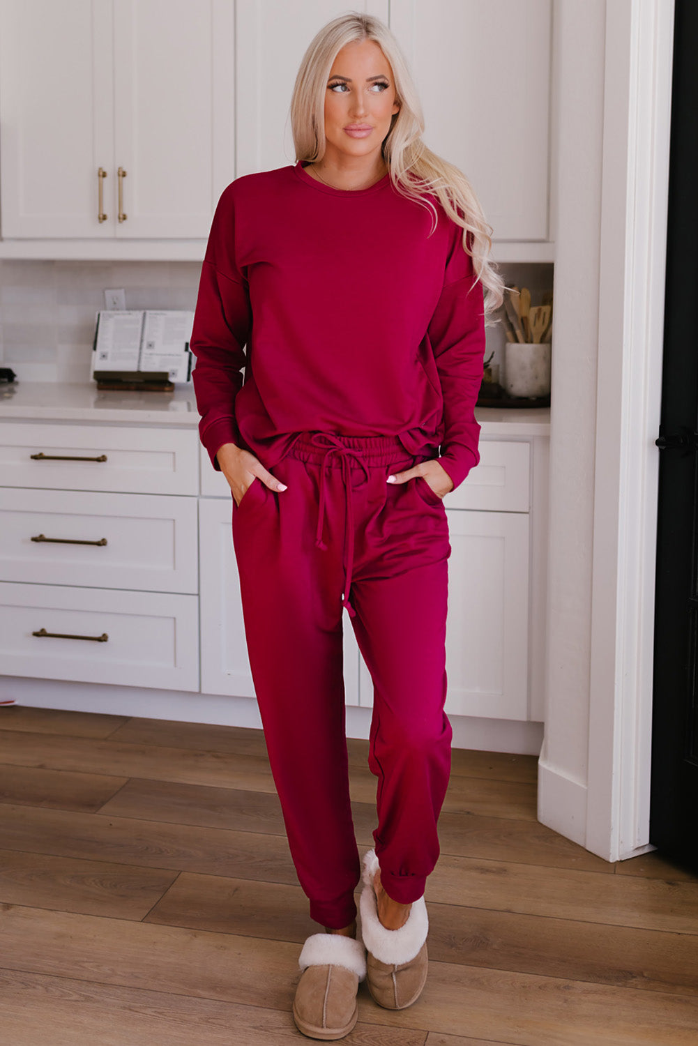 Karina Long Sleeve Pullover and Jogger Pants Lounge Set - The Bohemian Closet