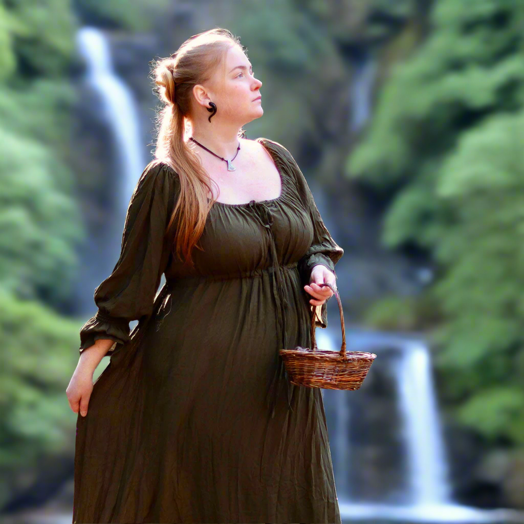 Julie Crinkle Rayon Empire Maxi Long Dress