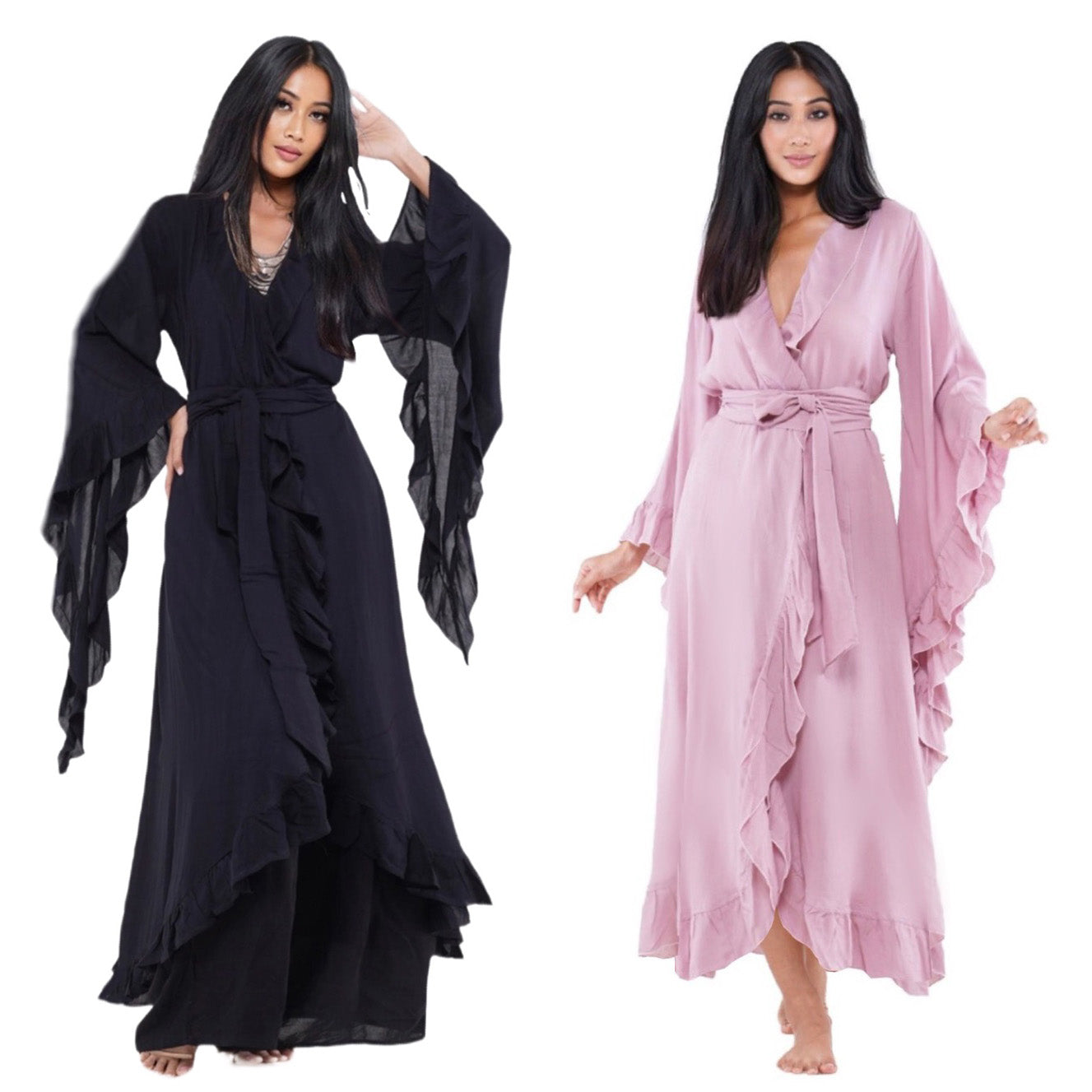 Anya Renaissance Tie Belt Ruffle Wrap Kimono and Dress - The Bohemian Closet