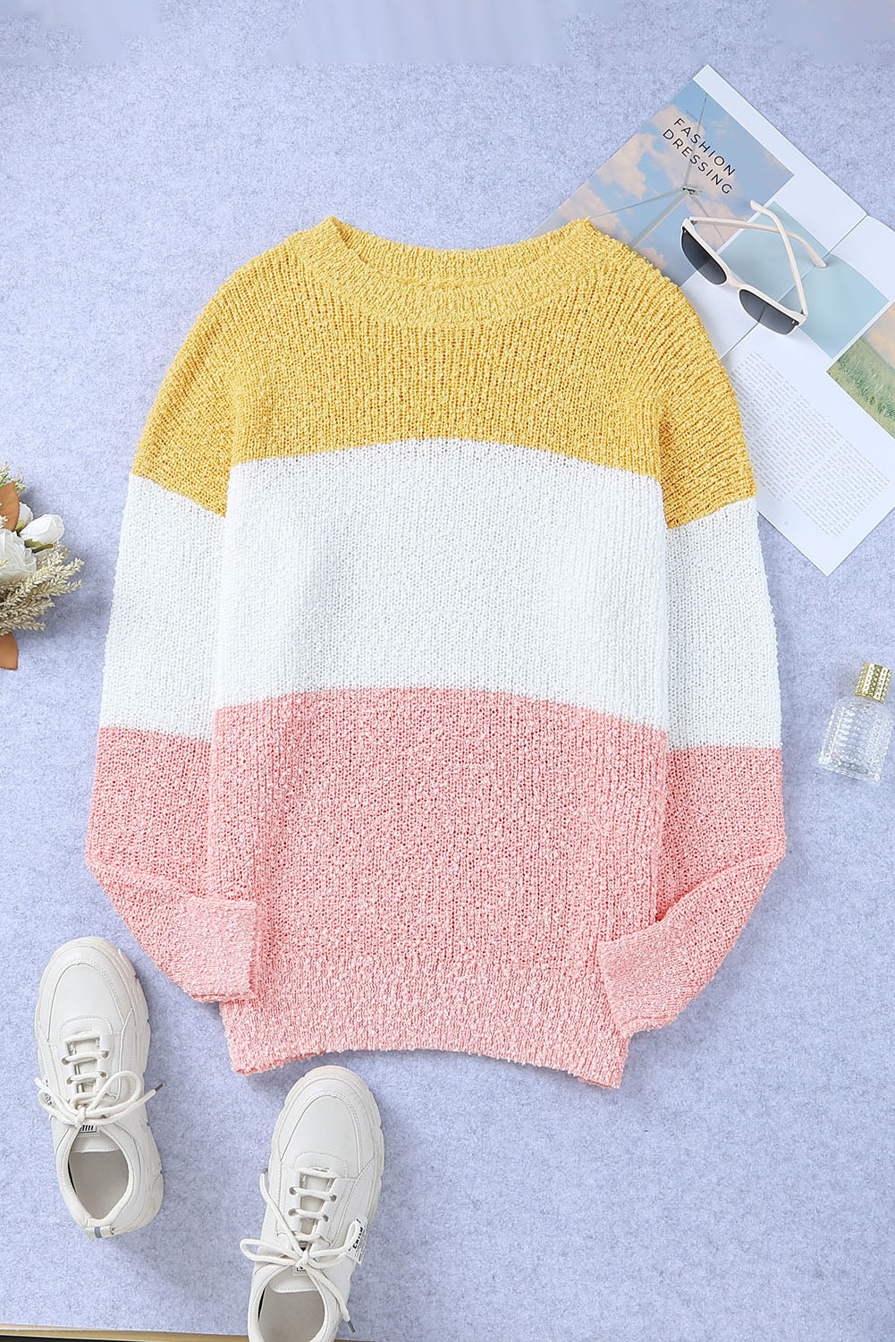 Lillie Yellow Colorblock Bubble Sleeve Sweater - The Bohemian Closet