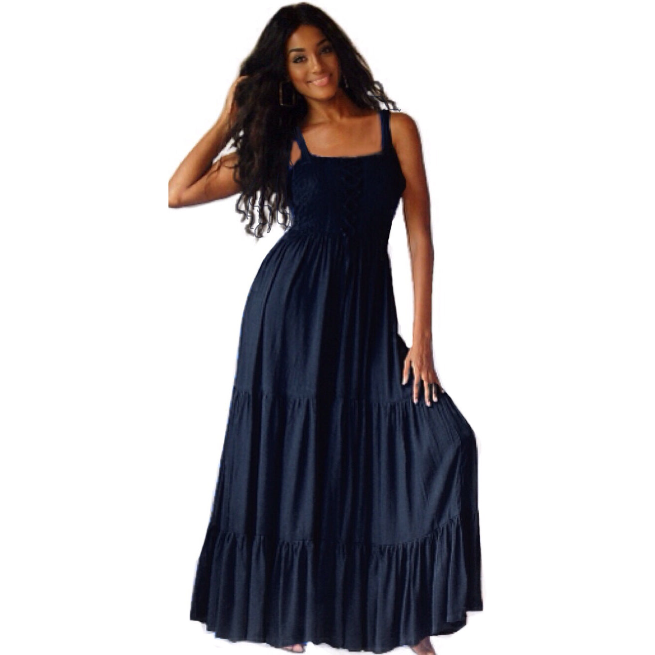 Ava Boho Tiered Ruffled Strappy Maxi Dress - The Bohemian Closet