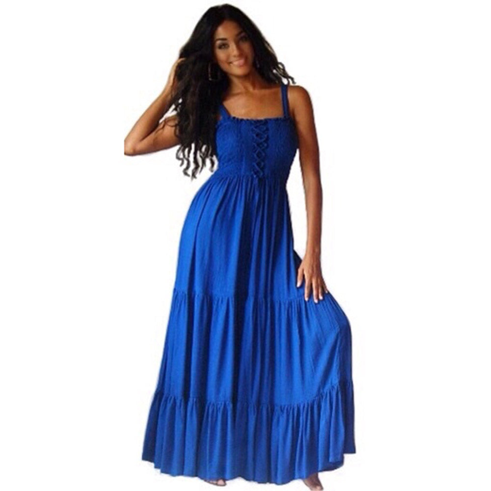 Ava Boho Tiered Ruffled Strappy Maxi Dress - The Bohemian Closet