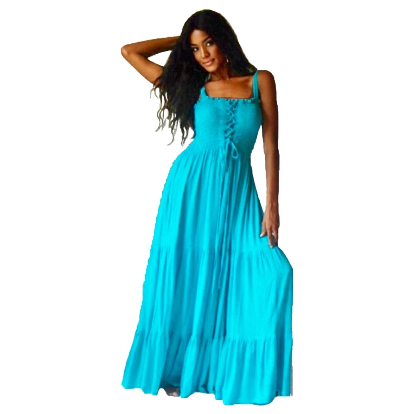 Ava Boho Tiered Ruffled Strappy Maxi Dress - The Bohemian Closet