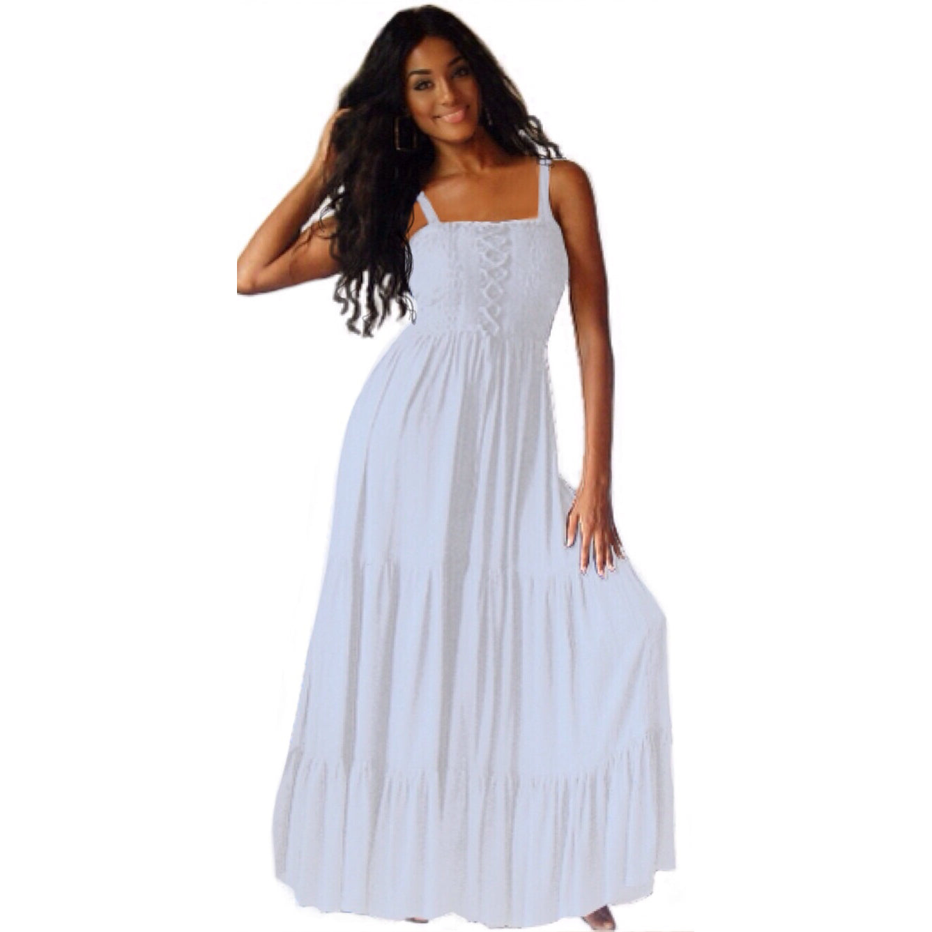 Ava Boho Tiered Ruffled Strappy Maxi Dress - The Bohemian Closet