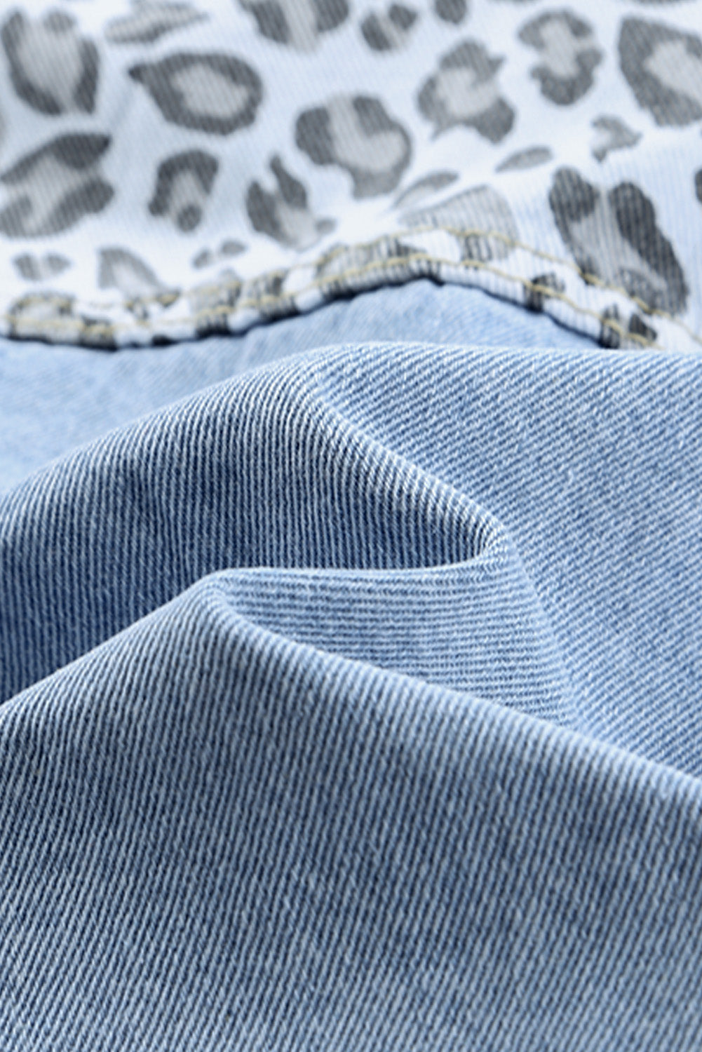 Jovie Blue Leopard Ripped Cropped Denim Jacket - The Bohemian Closet