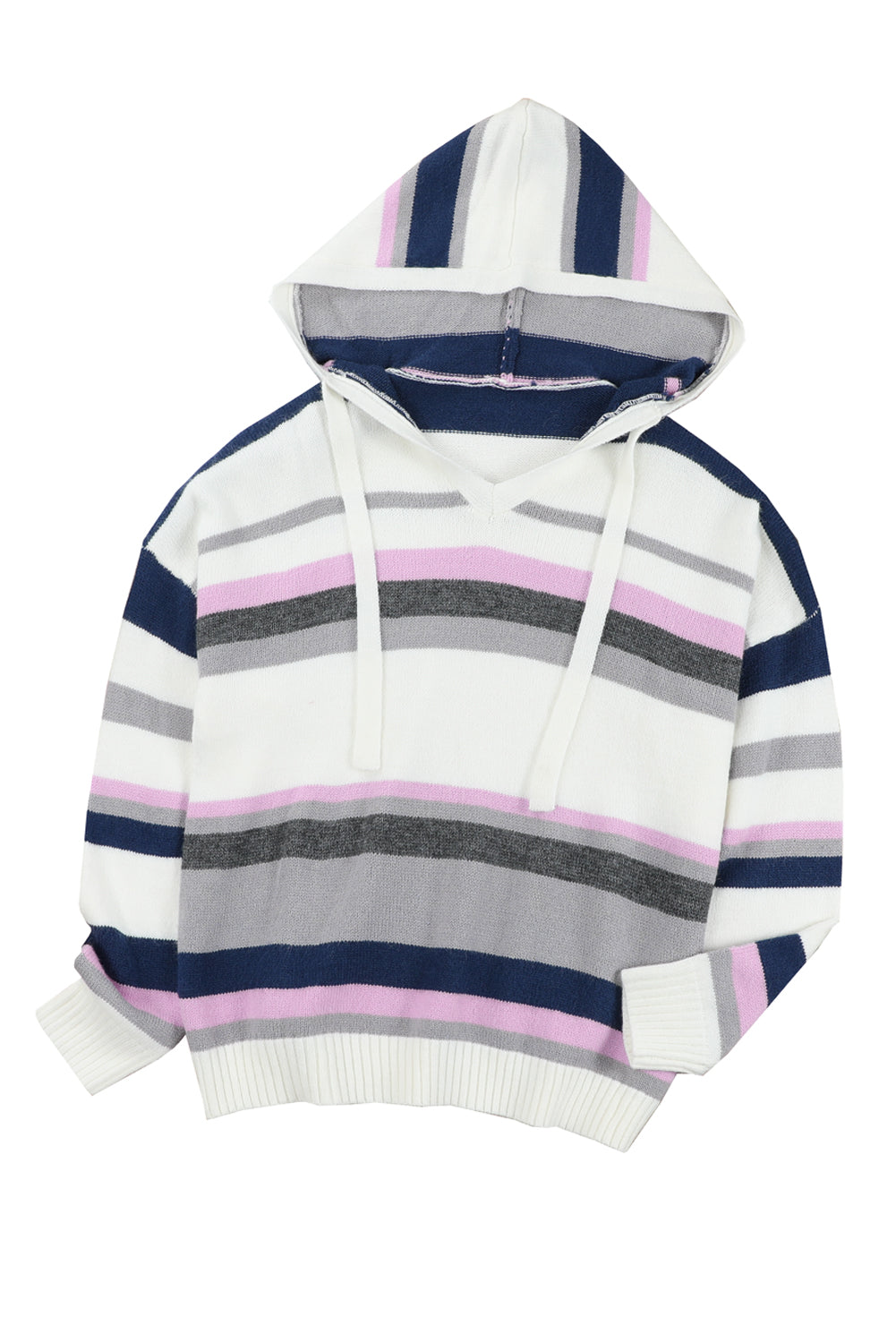 Bria Stripe Plus Size Striped Hooded Knit Sweater - The Bohemian Closet