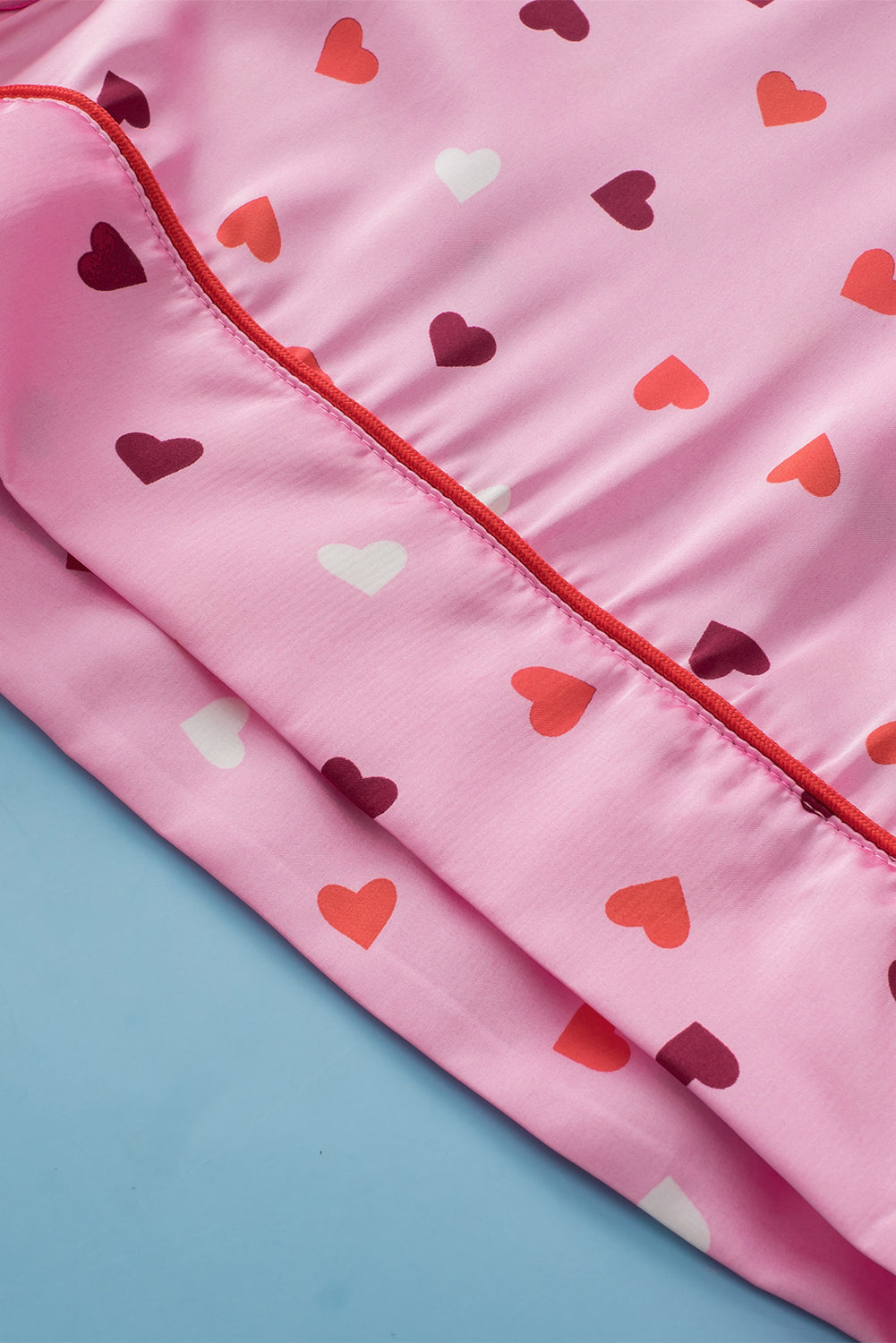 Pink Valentine Heart Shape Print Plus Size Sleepwear