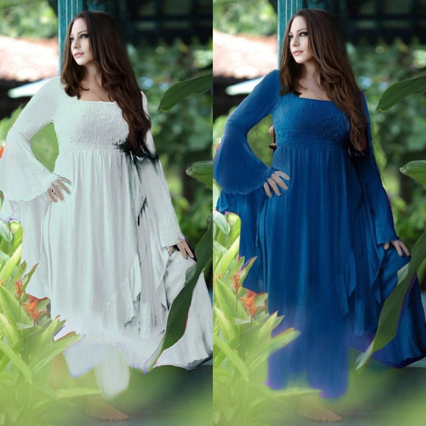 Ariya Ruffle Wrap Dress with Waterfall Sleeves - The Bohemian Closet