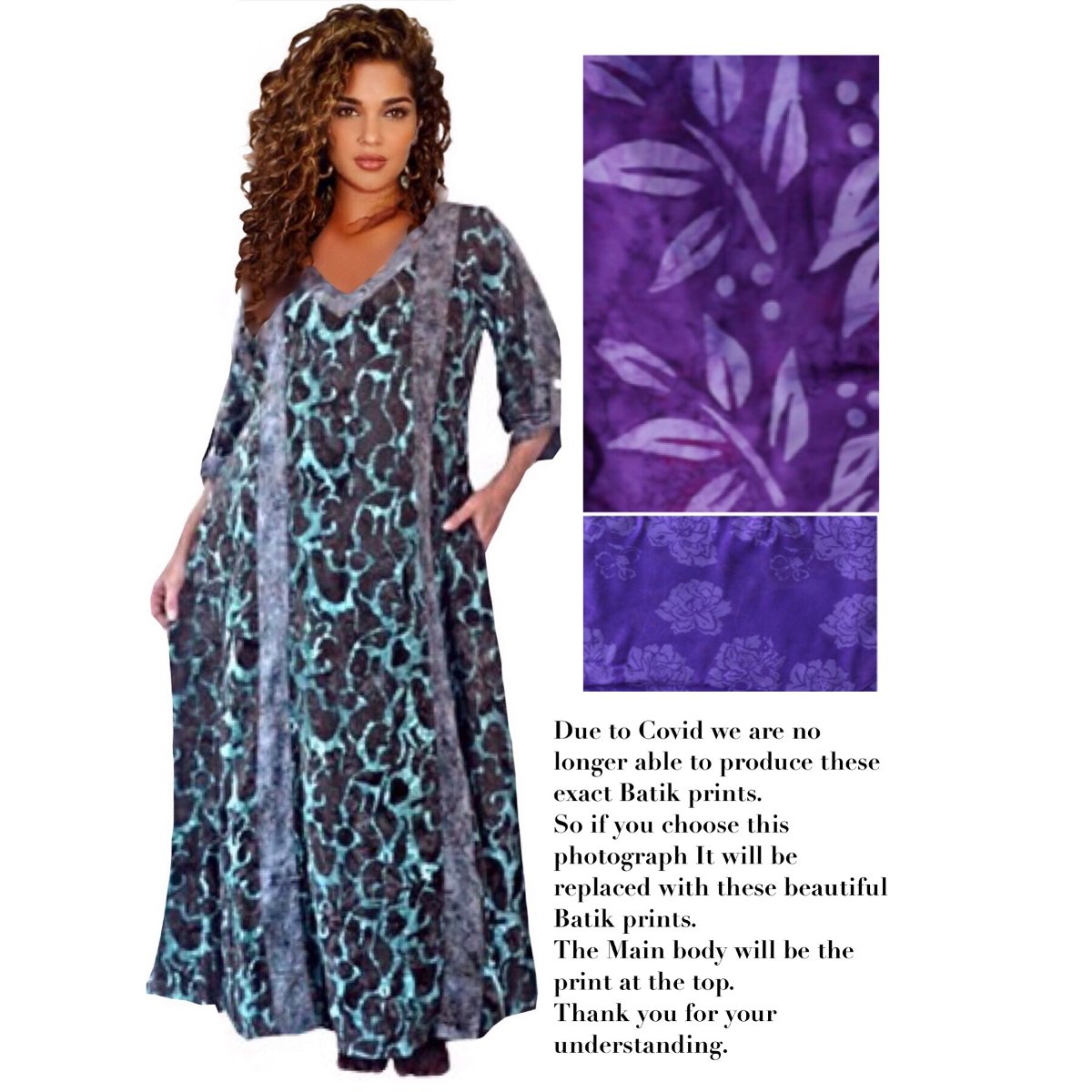 Genevieve Deep Pockets Quality Batik Caftan Maxi Dress - The Bohemian Closet