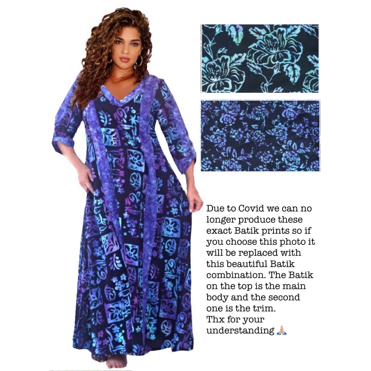 Genevieve Deep Pockets Quality Batik Caftan Maxi Dress - The Bohemian Closet