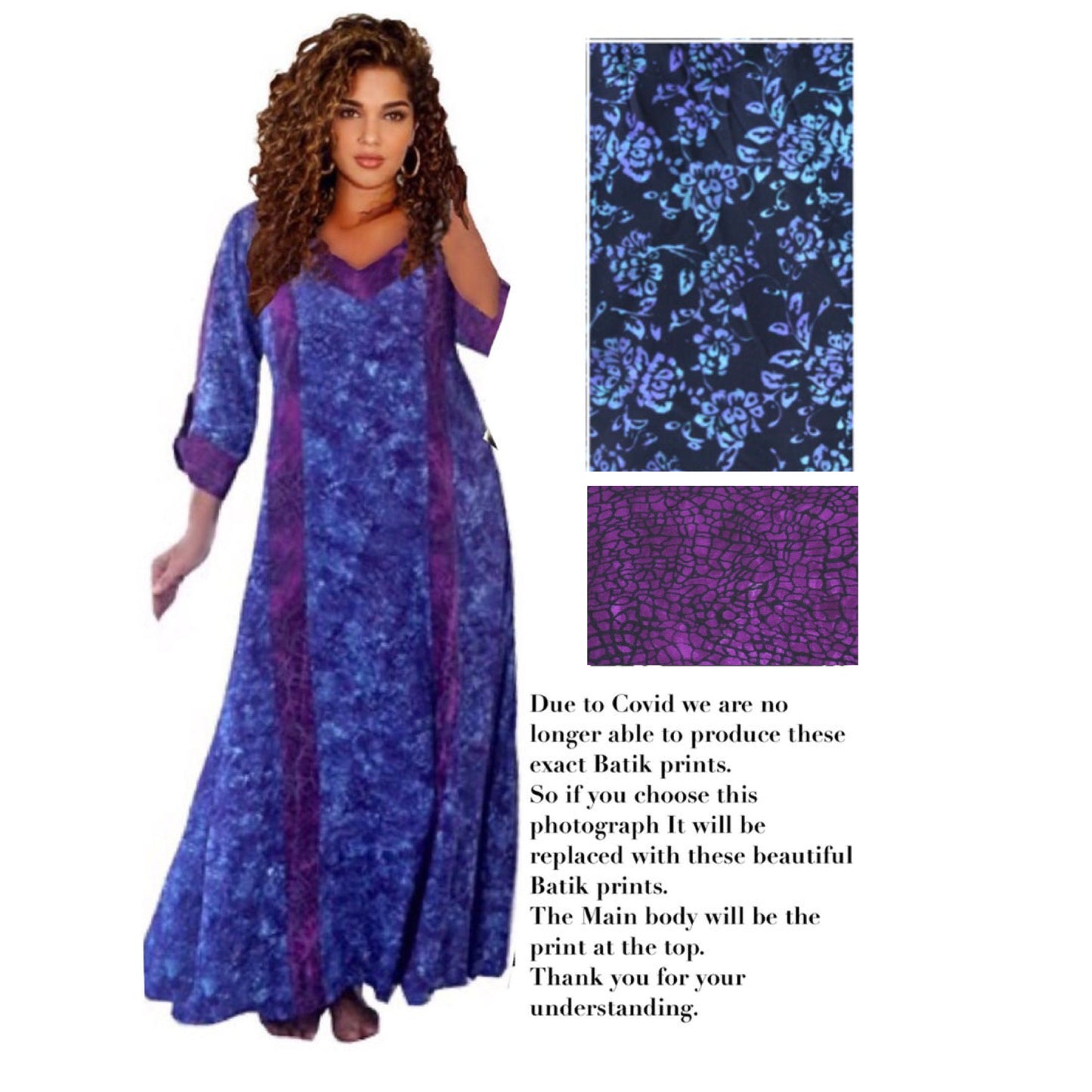 Genevieve Deep Pockets Quality Batik Caftan Maxi Dress - The Bohemian Closet