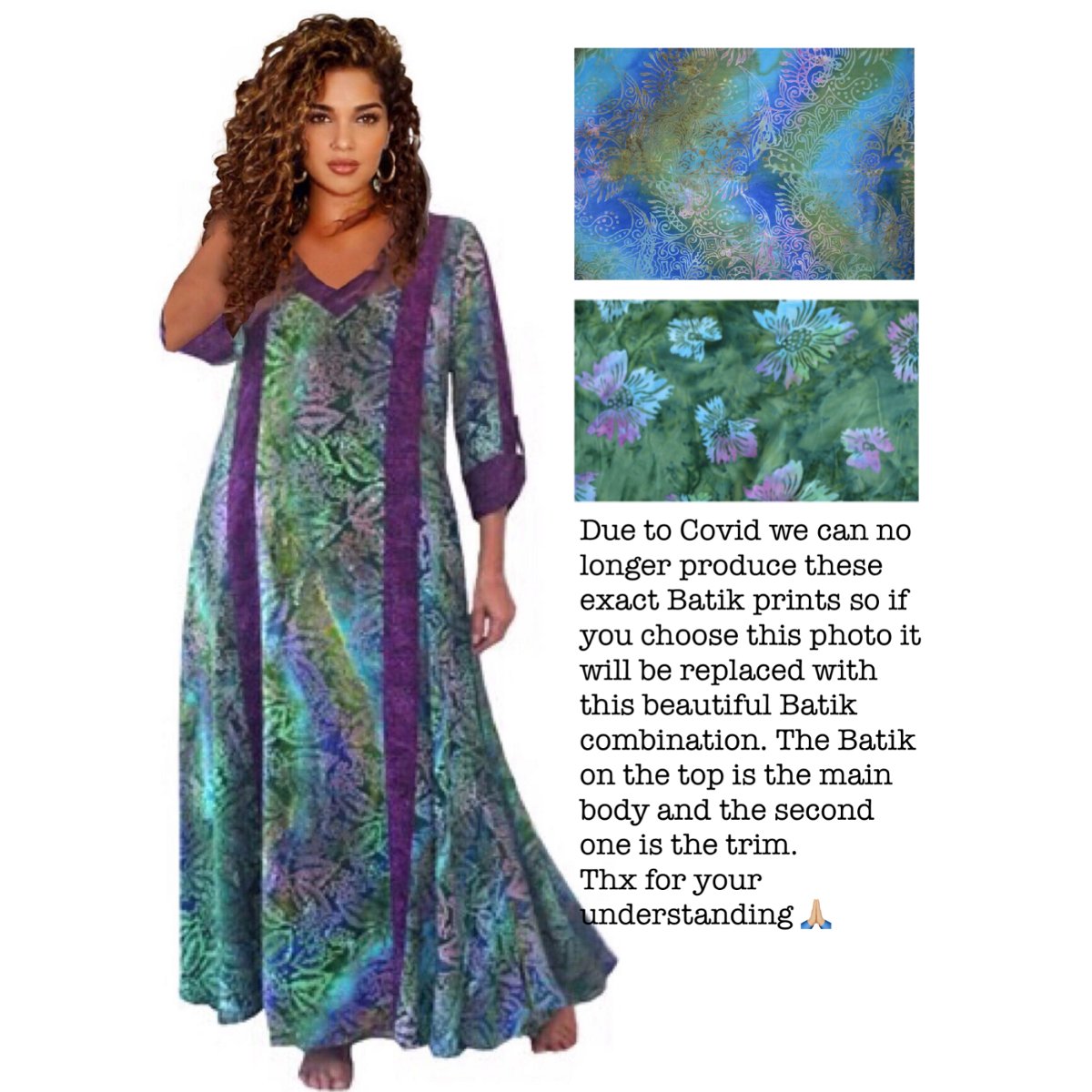 Genevieve Deep Pockets Quality Batik Caftan Maxi Dress - The Bohemian Closet