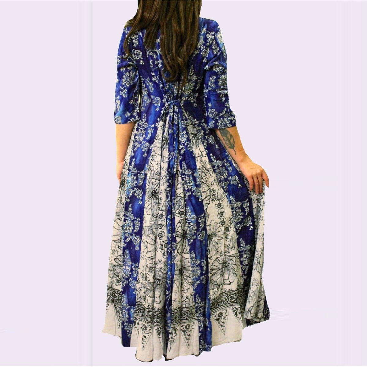 Sharon Sweetheart Neck Triangle Insets A Line Maxi Dress - The Bohemian Closet