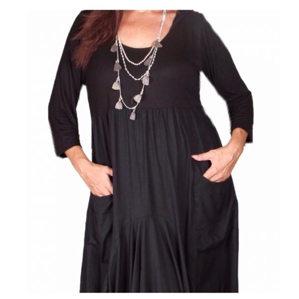 Leah Boho Maxi Dress, Hooded Dress, Stretch Jersey & Rayon, Empire Style, Asym Hem