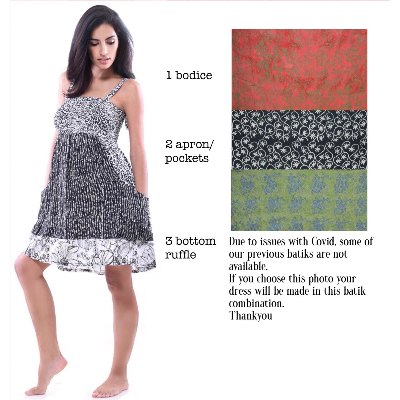 Zariah Patched Batik Smocked Bust Pockets Short Dress - The Bohemian Closet