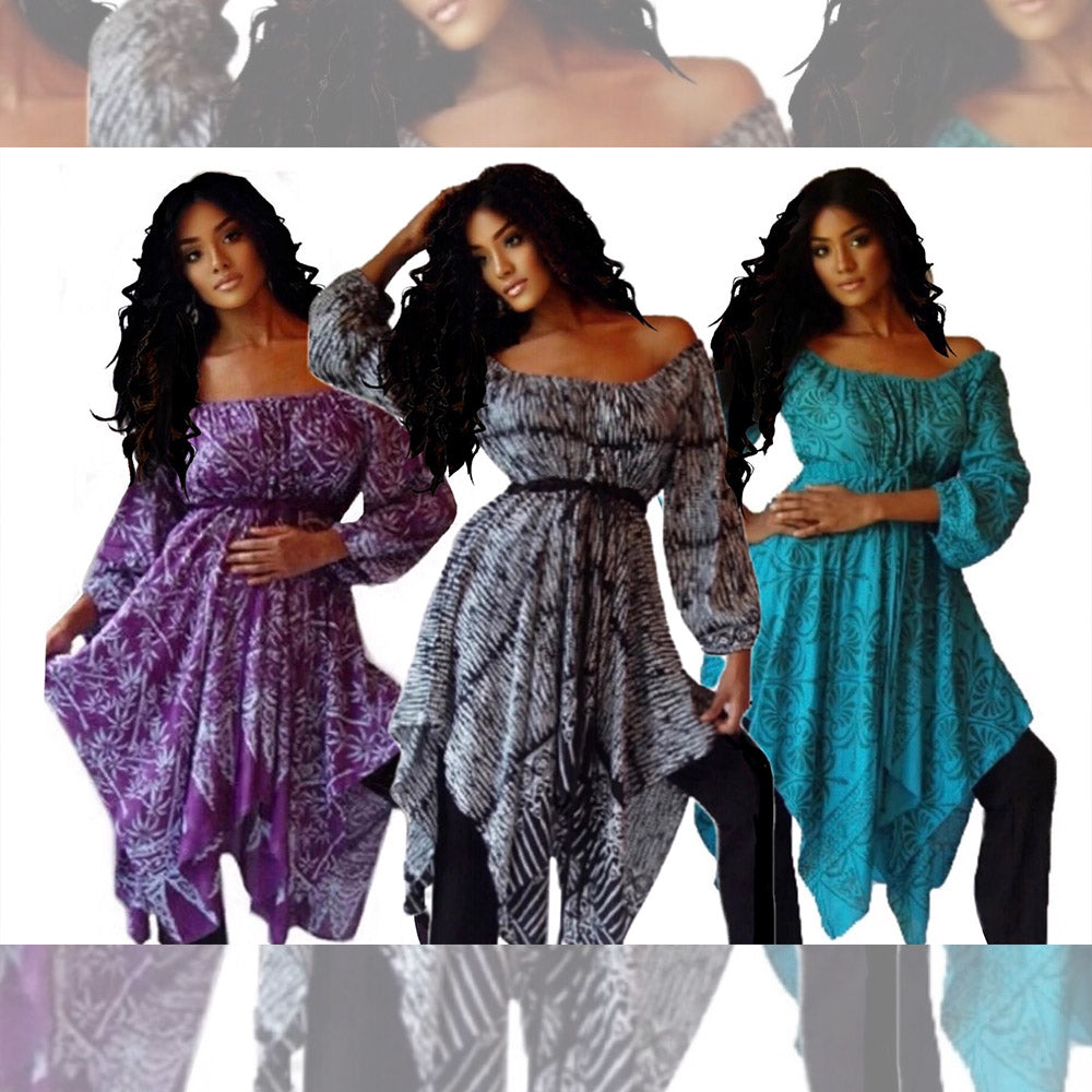 Layla Batik Print with 3/4 Sleeves Peasant Gypsy Blouse - The Bohemian Closet