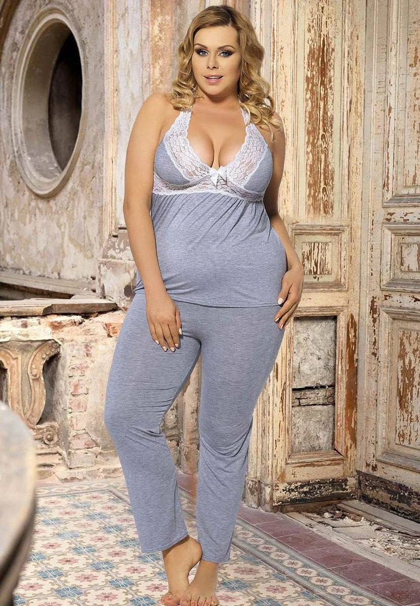 Catherine Lingerie With Halter Top & Lace Trim - The Bohemian Closet