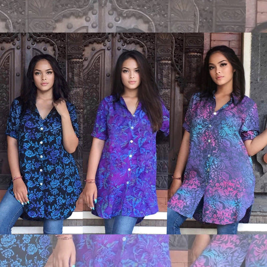 Harley Batik Shirt Long Cut Blouse - The Bohemian Closet