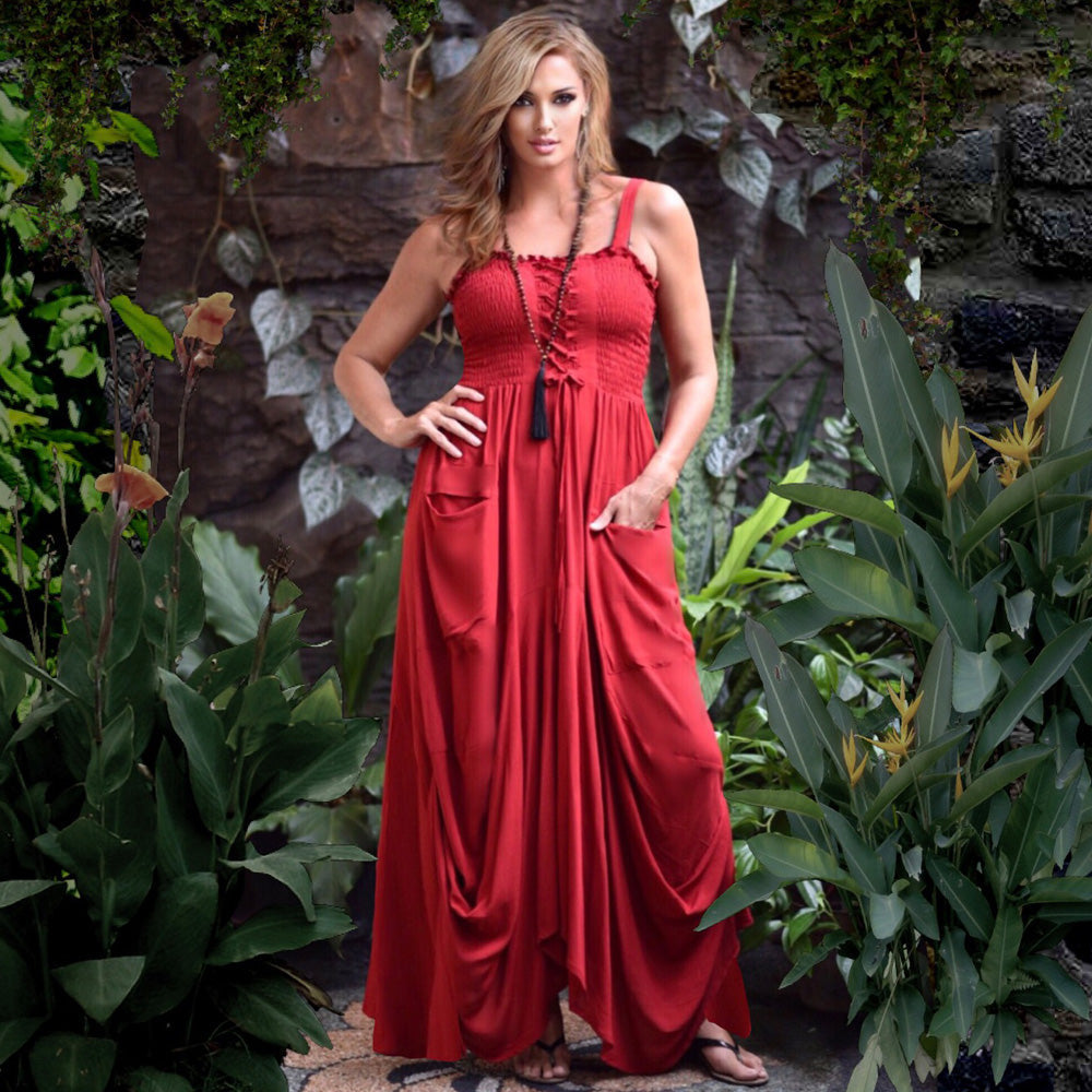 Presley Lagenlook Scallop Hem Boho Maxi Dress - The Bohemian Closet